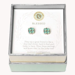 Sea La Vie Stud Earrings Blessed/Sea Foam Clover - Silver & Gold - JewelrySPARTINA 449