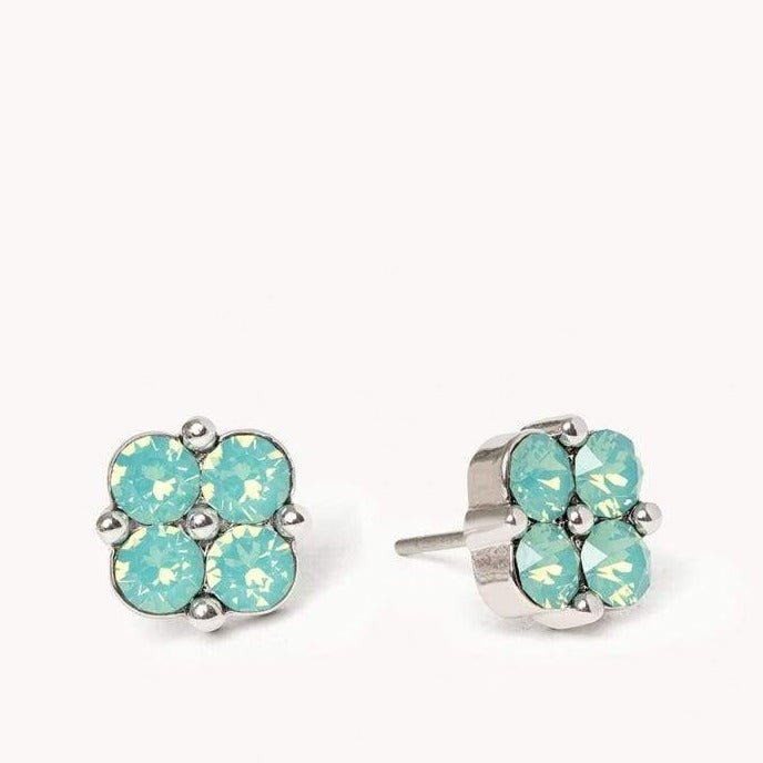 Sea La Vie Stud Earrings Blessed/Sea Foam Clover - Silver & Gold - JewelrySPARTINA 449