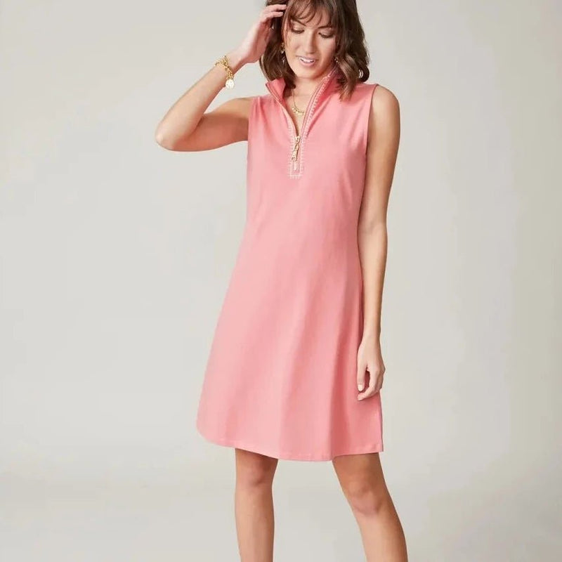 Serena Half - Zip Dress - Peach Blossom - Apparel SPARTINA 449