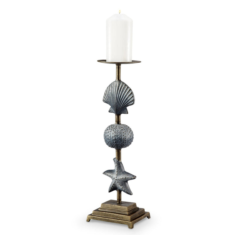 Shell and Starfish Pillar Candleholder - Accent DecorSPI