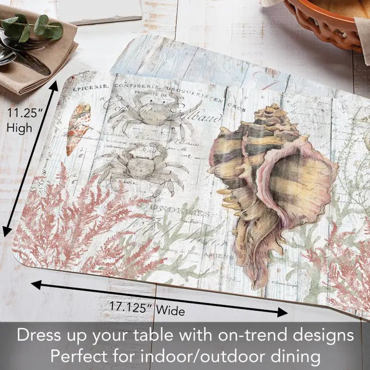 Shoreline Shells Reversible Rectangular Plastic Placemat - Kitchen AccessoriesCounterArt/Highland Home/Thirstystone/CoasterStone