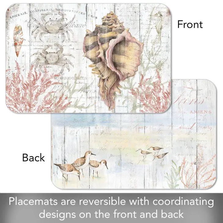 Shoreline Shells Reversible Rectangular Plastic Placemat - Kitchen AccessoriesCounterArt/Highland Home/Thirstystone/CoasterStone