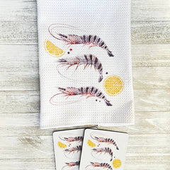 Shrimp Towel and Coasters - Kitchen AccessoriesHoly City Creations