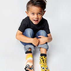 Sloth & Cheetah | Kids & Adult Socks | Mismatched Fun Socks - ApparelPals Socks