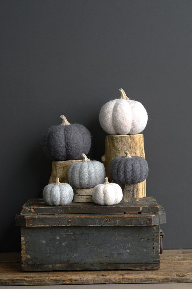 Small Felted Pumpkin in Grey Tones - Accent DecorCreative Co - Op