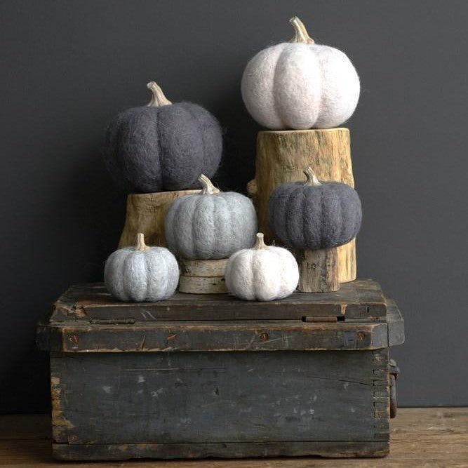 Small Felted Pumpkin in Grey Tones - Accent DecorCreative Co - Op