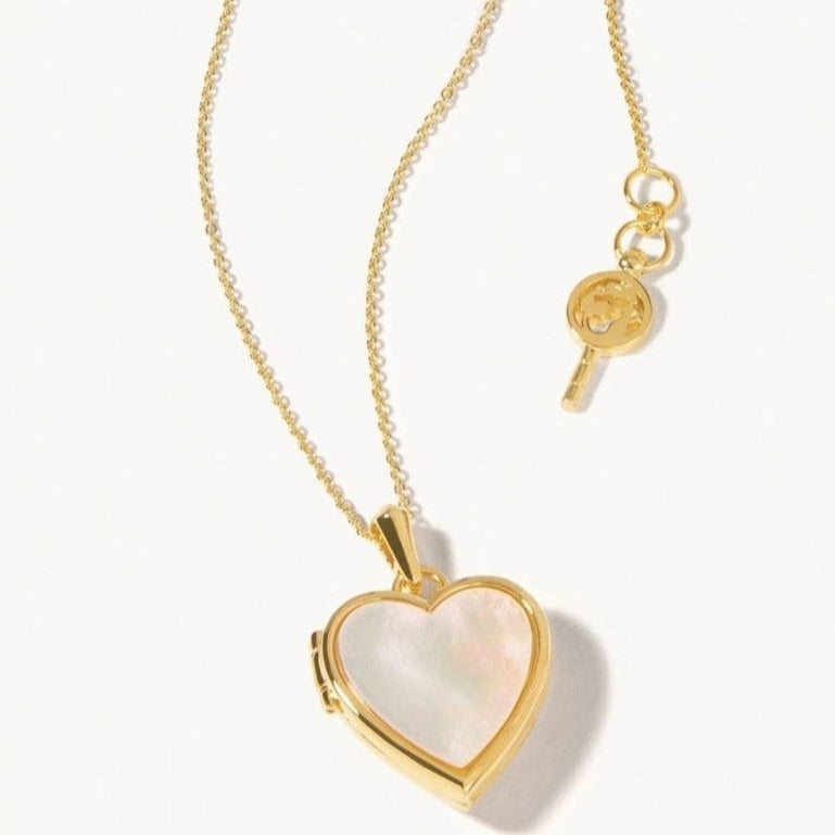 Heart Locket Necklace 30" - Pearlescent