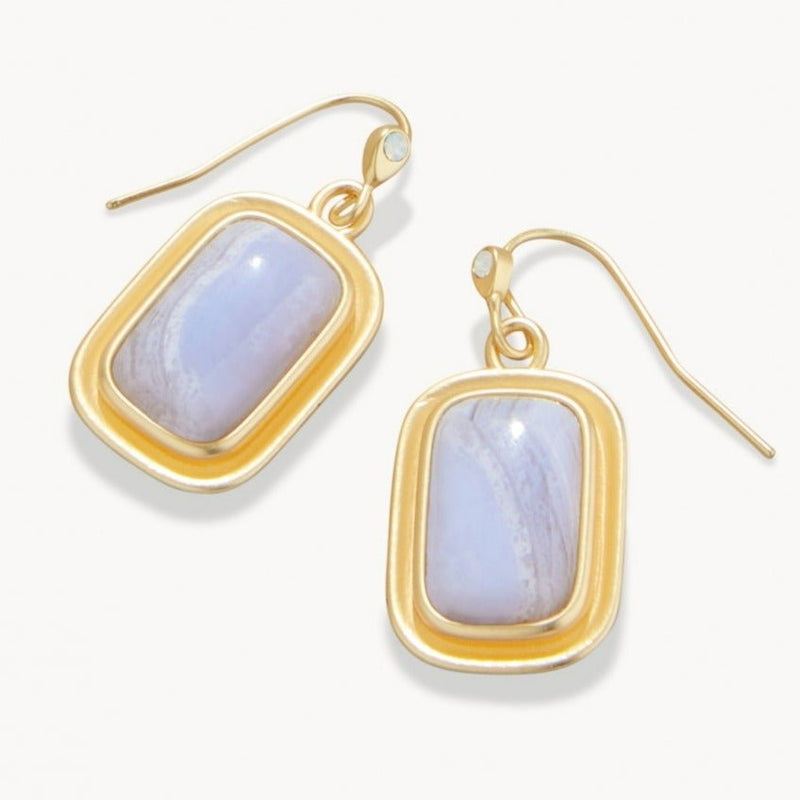 Stone Drop Earrings - Blue Chalcedony - JewelrySPARTINA 449