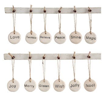 Stoneware Holiday Tag Ornament - Creative Co - Op
