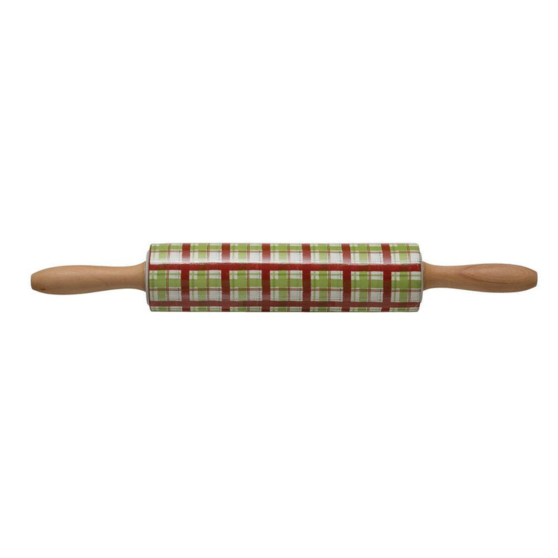 Stoneware Rolling Pin w/ Wood Handles - ChristmasCreative Co - Op