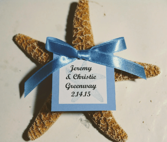 Sugar Starfish Wedding Favors with Custom Escort Card - Wedding favorsLoving Coastal Living