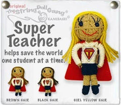 Super Teacher Girl - Inspirational String Doll Keychain - JewelryKamibashi