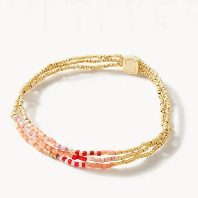 Triple Bitty Bead Stretch Bracelet - Pink - JewelrySPARTINA 449