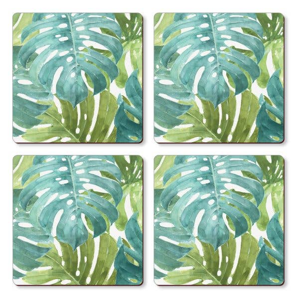 Tropical Green Absorbent Cork Back Coaster 4 Pack - CoastersCounterArt/Highland Home/Thirstystone/CoasterStone
