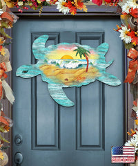 Turtle Scenic Wooden Door Hanger - Wall DecorDesignocracyUSA