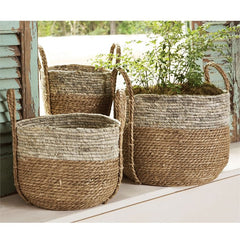 Two - Tone Seagrass Basket - Accent DecorMud Pie