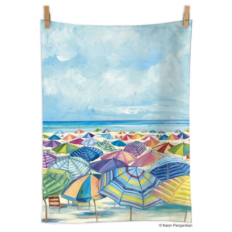 Umbrella Beach - Cotton Tea Towel - Kitchen AccessoriesWerkshoppe