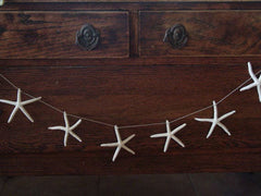 White Finger Sea Stars Coastal Decor Garland Starfish on String Decorating Bunting Banners Display Mermaid Party Theme -