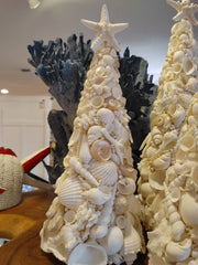 White Seashell Tree with Real Knobby Starfish Top - Loving Coastal Living