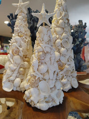 White Seashell Tree with Real Knobby Starfish Top - Loving Coastal Living