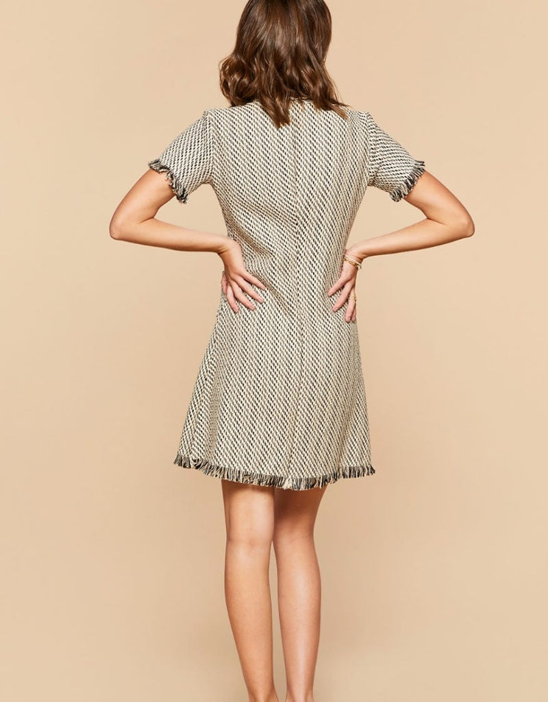 Willette Tweed Dress - Ivory Black Tweed - ApparelSPARTINA 449