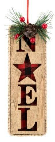 Wood Plaid Word Ornaments - OrnamentsDemdaco