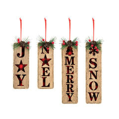 Wood Plaid Word Ornaments - OrnamentsDemdaco