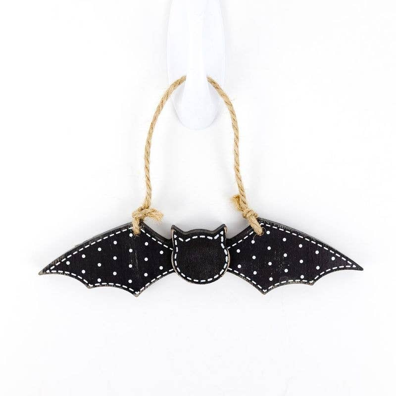 Wooden Bat Ornament 6.75" - HalloweenAdams & Co.