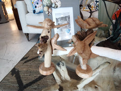 Wooden Double Small Turtle Sculpture Coastal Home Decor - SculptureShell Horizons