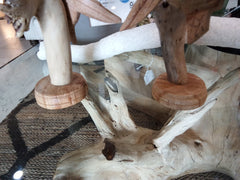 Wooden Double Small Turtle Sculpture Coastal Home Decor - SculptureShell Horizons