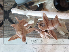 Wooden Double Small Turtle Sculpture Coastal Home Decor - SculptureShell Horizons