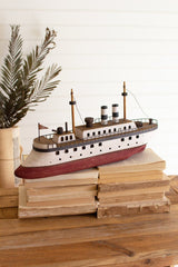 Wooden Ship - Available in Red/White or Blue/Red - Accent DecorKalalou