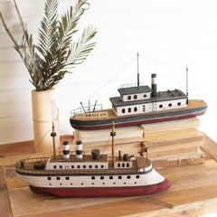 Wooden Ship - Available in Red/White or Blue/Red - Accent DecorKalalou