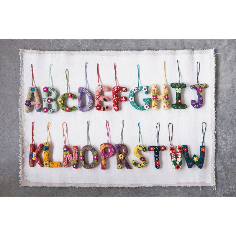 Wool Felt Embroidered & Appliqued Alphabet Ornaments - ChristmasCreative Co - Op