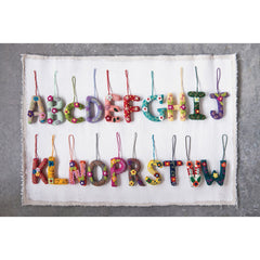 Wool Felt Embroidered & Appliqued Alphabet Ornaments