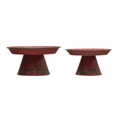 Decorative Metal Pedestals -Distressed Red Finish