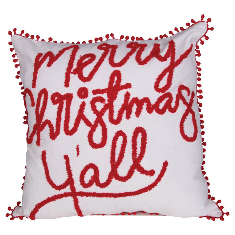 "Merry Christmas Y'all" Red & White Pillow