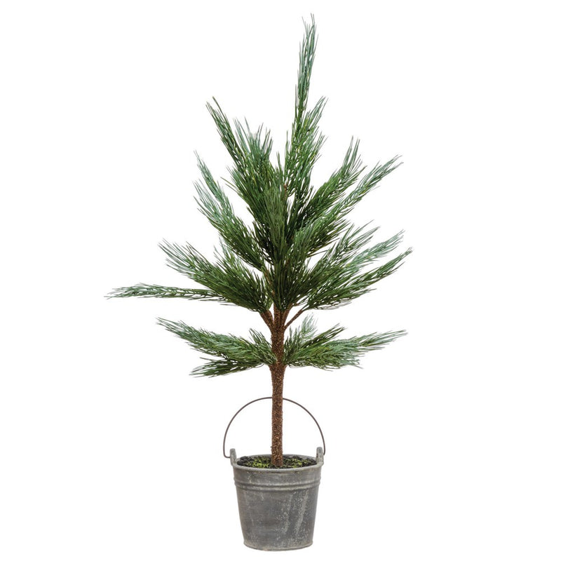 Faux Pine Tree in Cement Pot - 40.25" High