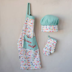 Cotton Child Apron with Chef Hat & Oven Mitt - Two Styles