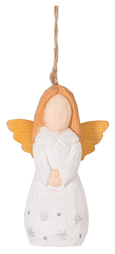 Carved Wood Angel Ornament