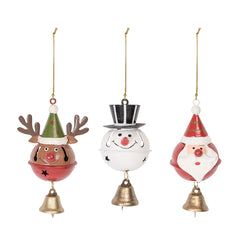 Holiday Bell Ornament- Reindeer, Snowman, & Santa Claus