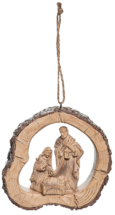 Wood Slice Nativity Ornament