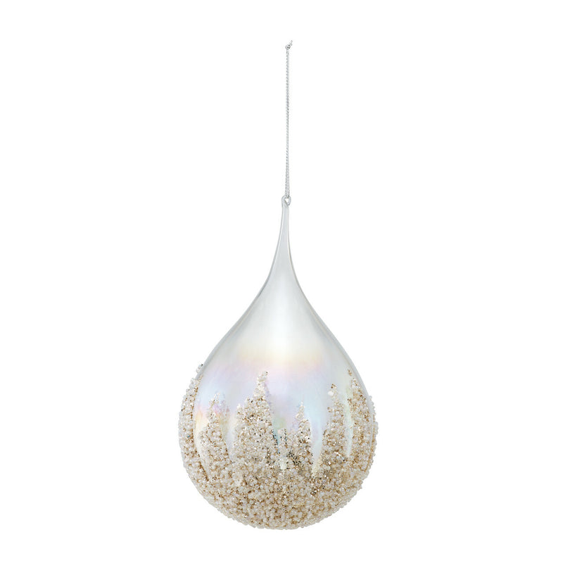 Iridescent Raindrop Glitter Glass Ornament
