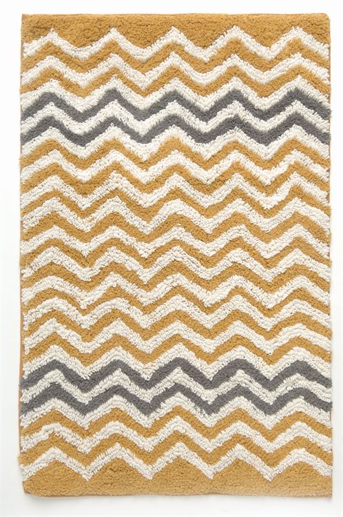 Zig Zag Yellow, Gray & White Rug - 20"x30" - accent rugsIvyStone